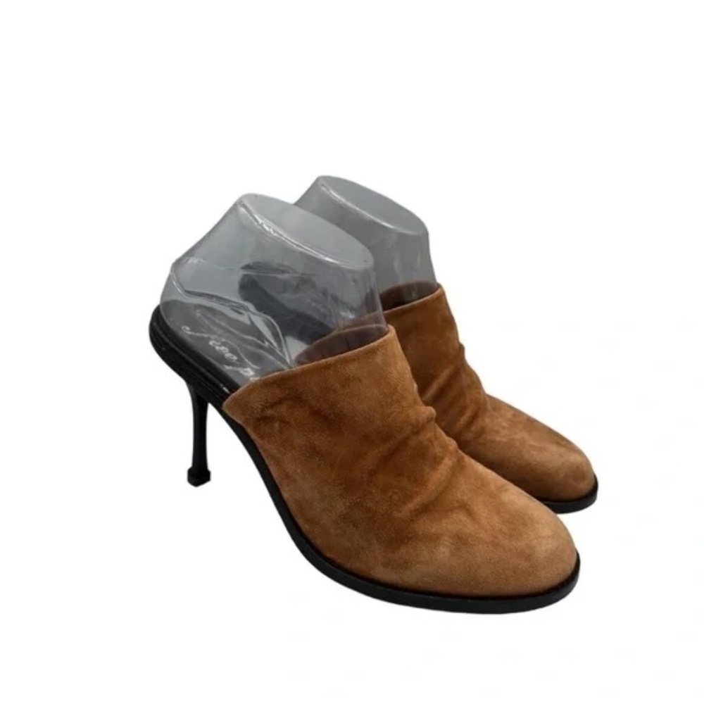 NEW $178 Women's Sz 40 (9.5) M Free People Leila Suede Heel Mule In Cognac